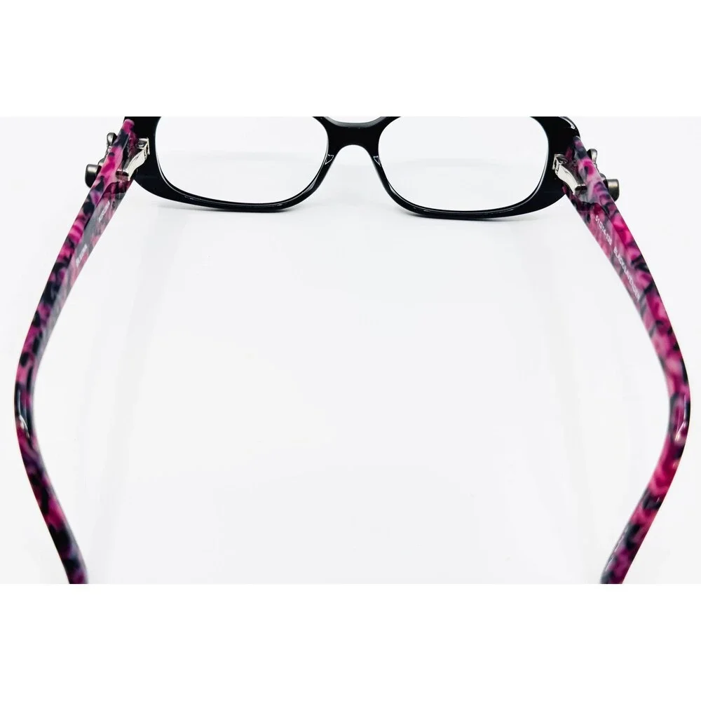 Bulova Kiruna Eyeglasses Womens Black Lavender Tortoise Bow Detail 51-14-135
